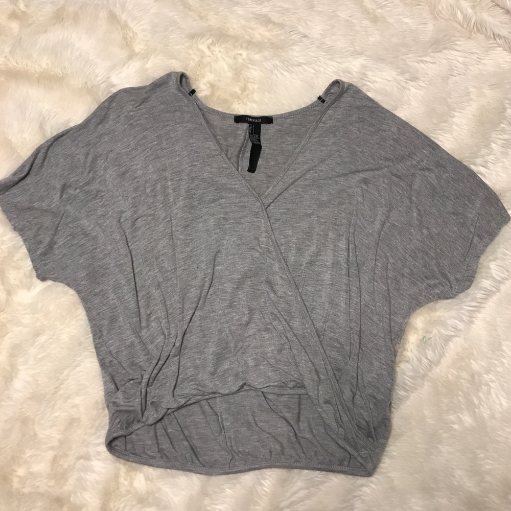 forever 21 grey wrap short sleeve